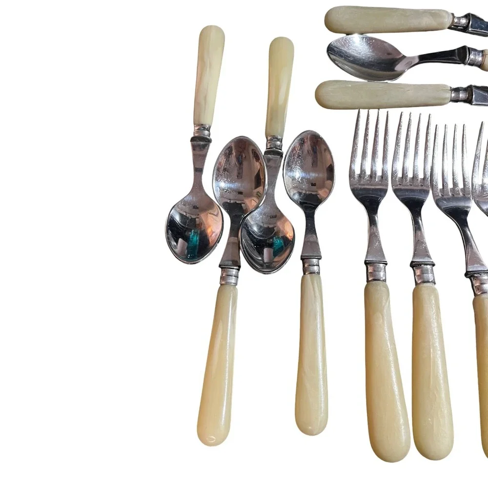 Rare Jean Dubost Laguiole French Flatware 20pc Set Marbled Handles Mixed Designs